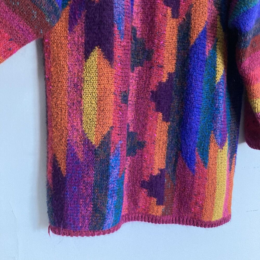 Vintage Mariea Kim Turtleneck Sweater LARGE Colorful Tunic Boho Rainbow Brite - Picture 4 of 14